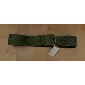 VTG Linea Pelle Green Leather Studded Y2K Boho Belt M